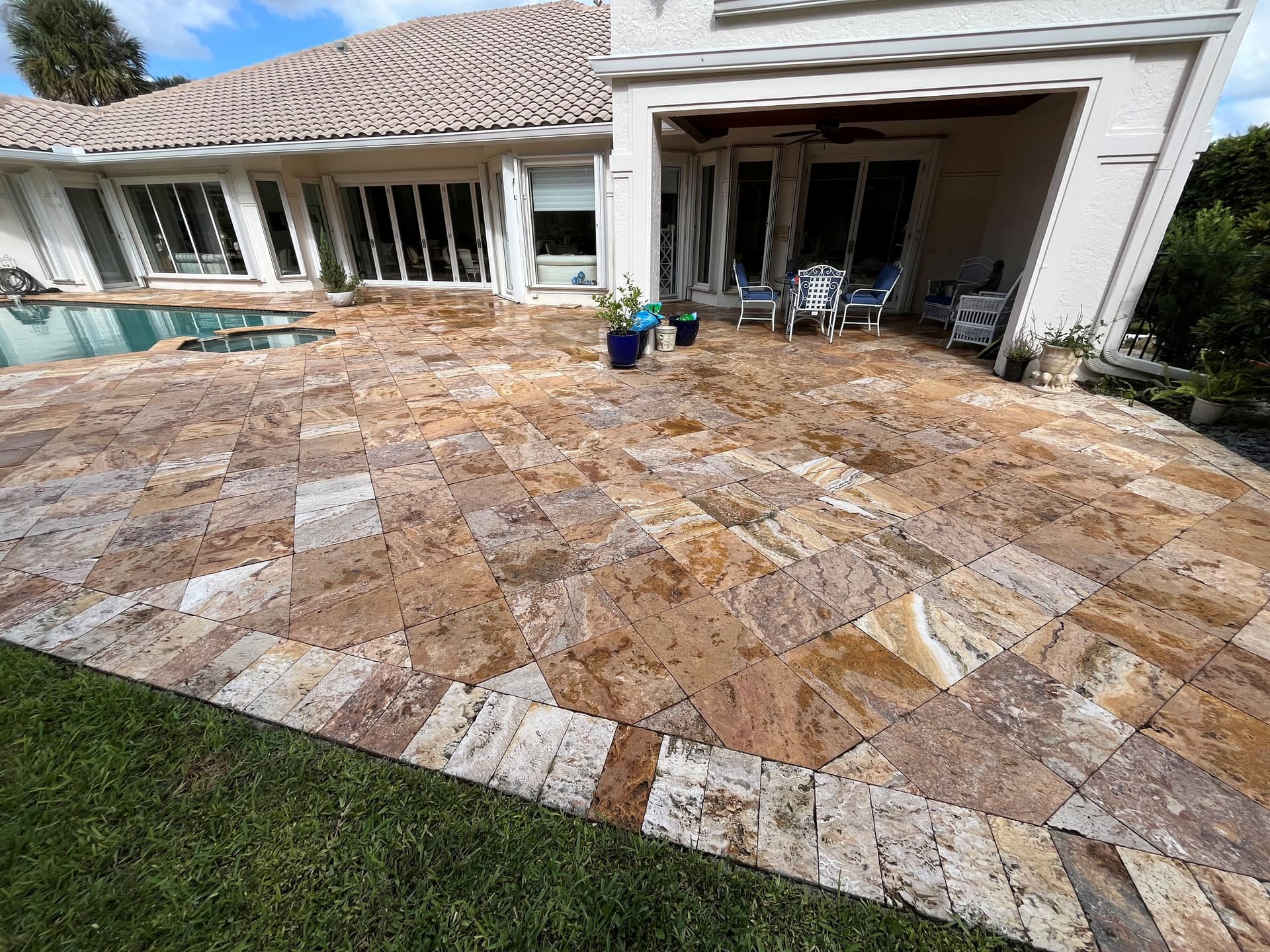 Gallery photos for Travertine Pool Deck Pressure Washing in West Palm Beach: Image #1
