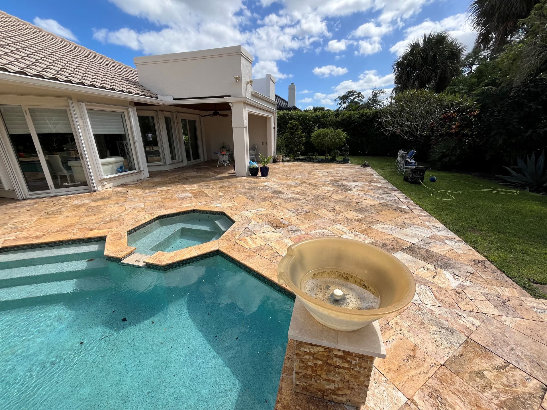 Travertine Pool Deck Pressure Washing in West Palm Beach image